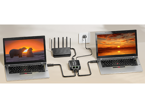 network cable splitter 1 to 2 RJ45 Network Splitter Adapter, Dual Female Socket Ethernet Connector 