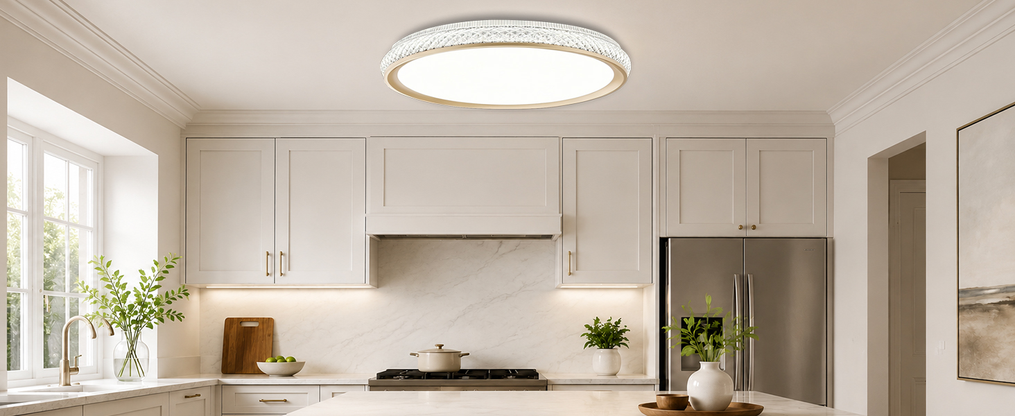 15 Inch LED Flush Mount Ceiling Light Fixture Dimmable LED 5CCT Modern for Kitchen Kitchen Bathroom