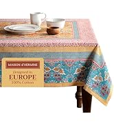 Maison d' Hermine Table Cloth Rectangle Table 100% Cotton 60 x 90 Inches Tablecloth Reusable Deco...