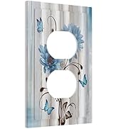 Rustic Floral Blue Daisy on Country Wood 1 Gang Outlet Plate Covers Decorative Single Duplex Wall...