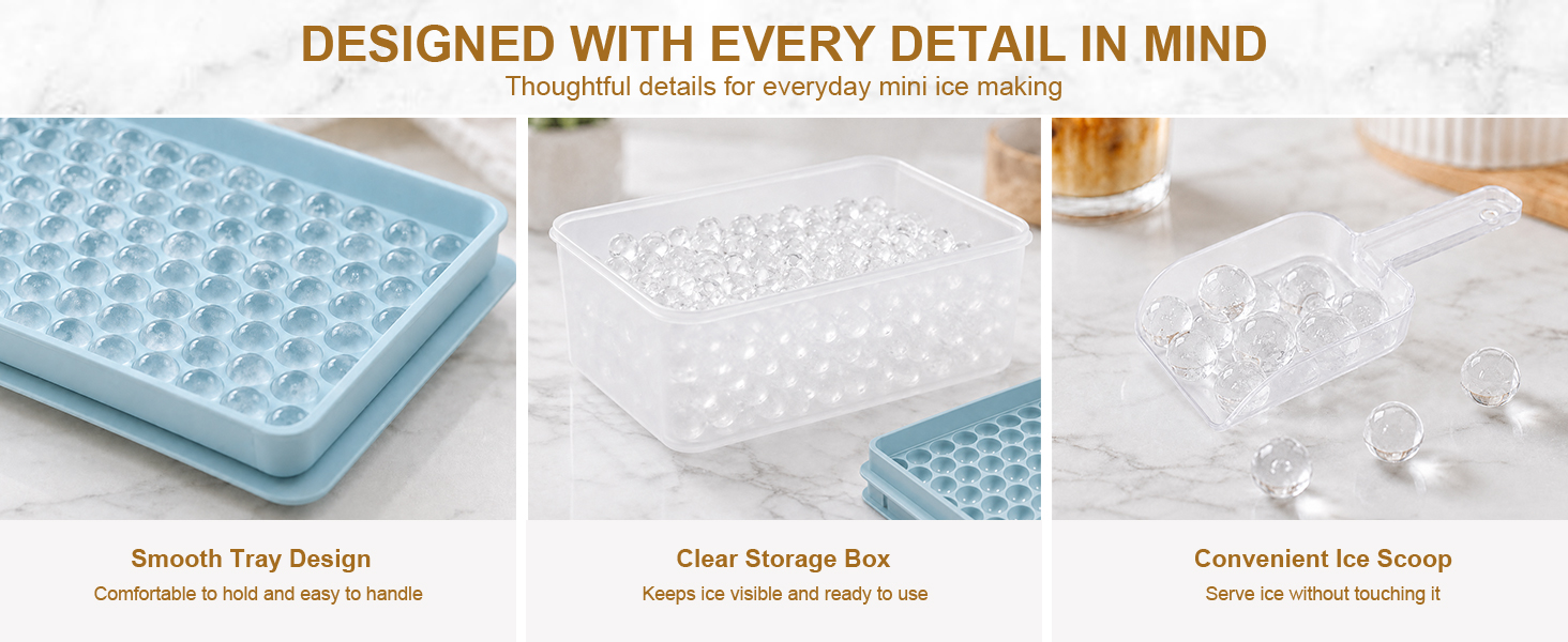 Mini Ice Cube Trays for Freezer with Lid