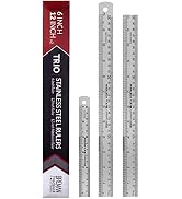 Breman Precision 3 Pack Metal Rulers Set - 1 6 Inch Ruler &amp; 2 12 Inch Stainless Steel Rulers Set ...