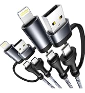 4 in 1 Charging Cable, 2Pack 60W USB C to Lightning Cable 6.6FT, USB A/C to C/Lightning Multi Cha...