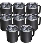 avodvo 8 Pack 12oz Insulated Coffee Mug with Lid – Double Wall Stainless Steel Travel Cups with H...