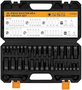 Hex Bit Impact Socket Set: 36-Piece with 4 Adapters, 1/4", 3/8", 1/2"Drive Master Allen Socket Se...