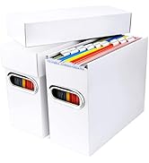 File Organizer Box with Lid, Collapsible Hanging File Folder Storage Boxes for Documents, Portabl...