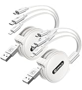 CAFELE Multi Charging Cable 3A, [2Pack 4ft] Retractable USB Charging Cable with Type C/L/Micro US...