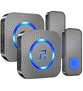 SURFOU Wireless Doorbell with 2 receivers 2 Buttons,IP55 Waterproof Doorbell,1300 FT/400M Remote ...