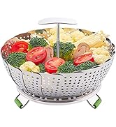 LHS Food Steamer Basket, Stainless Steel Kitchen Steamer Collapsible Steamer, Insert for Veggie F...