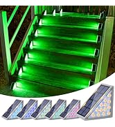 VOLISUN Solar Stair Lights 6 Pack, 7 Fixed Colors, Solar Step Lights Outdoor Waterproof IP67, LED...