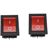 KCD2-201N 2 Position Rocker Toggle Switch ON/Off AC 250V/16A for Boat with Red LED Indicate Light...