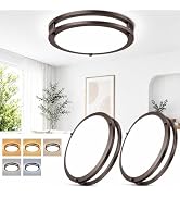 2-Pack Oil-Rubbed Bronze Flush Mount LED Ceiling Lights, 13Inch 36W Super Bright 3600lm Dimmable ...