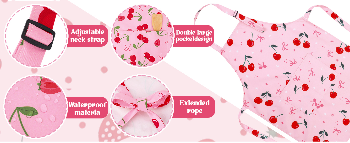 Cute Cherry Print Aprons for Girls
