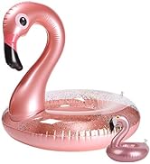 GROBRO7 2Pack Inflatable Flamingo Pool Float Flamingo Drink Holder Set Elegant Vinyl Swimming Flo...