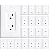 ThunderWay Decorator Receptacle Outlet with Wall Plate, Non-Tamper-Resistant Electrical Outlet, 1...