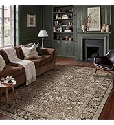 HUGEAR 8x10 Machine Washable Rugs Brown Hallway Large Area Rug Indoor Accent Rug Floral Low Pile ...