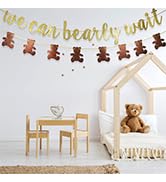 We Can Bearly Wait Glitter Banner, Baby Shower Decorations