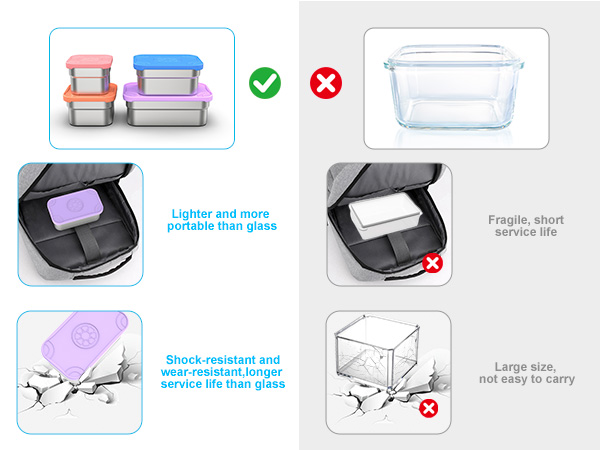 small stainless steel snack containers 3 compartment snack container 4 compartment