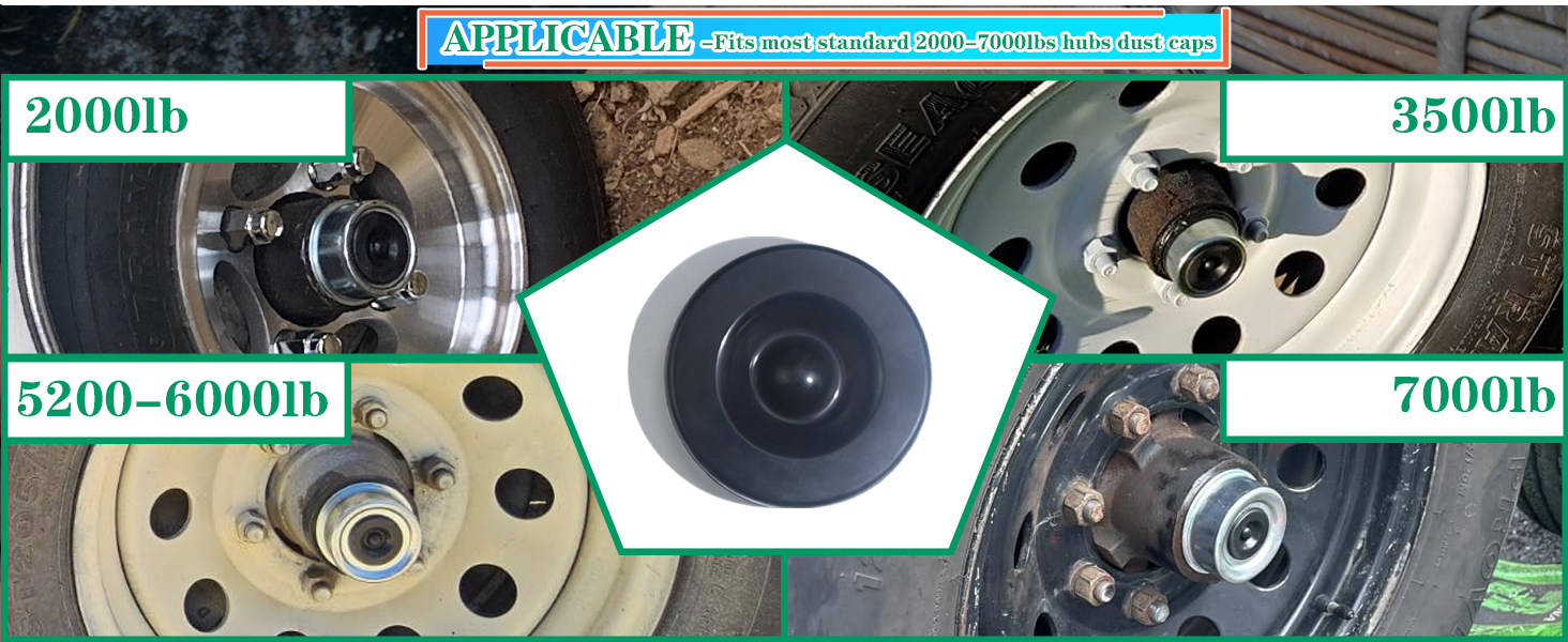 Suitable for most 2000-7000lb hub caps rubber plugs