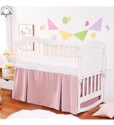 Crib Bed Skirt Dust Ruffle 100% Cotton - Natural, Soft, Breathable for Baby's Delicate Skin, Nurs...