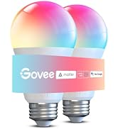 Govee Smart Light Bulbs 1200 Lumens, 12W 85W Equivalent, 2 Pack | RGBWW Color Changing Dimmable A...