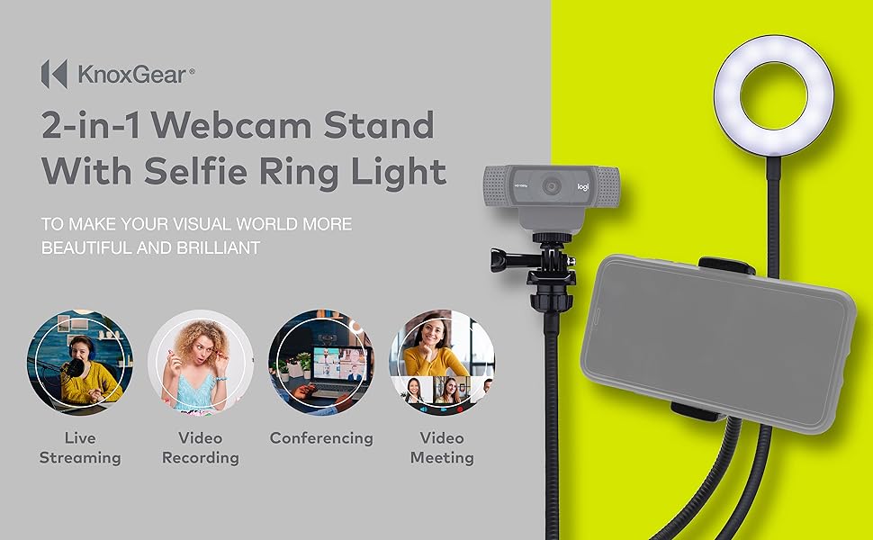 knox gear webcam stand with selfie ring light