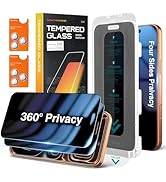 Elecshion 4 Way 360° Anti Spy for iPhone 17 Pro Max Privacy Screen Protector + Camera Lens Protec...