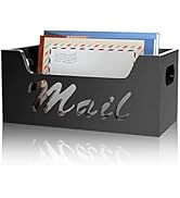 Black Acrylic Mail Letter Holder Box - wishacc Vertical Bill &amp; Envelope Sorter Basket for Counter...