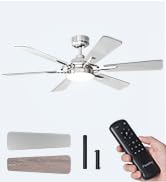 Passky Ceiling Fans with Lights, 64 inch Nickel Ceiling Fan with Light and Remote Control, Revers...