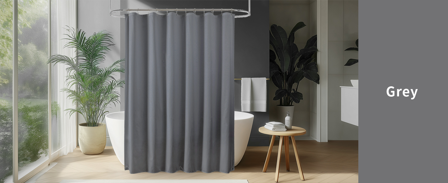 Grey fabric shower curtain liner