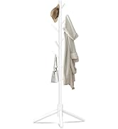 Unisakey Durable Wooden Coat Rack Stand(New White), Freestanding Coat Rack with Stable Triangular...