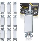Faith [10-Pack] Single-Pole Decorator Paddle Wall Light Switch, 15A 120/277V, On/Off Rocker, Whit...