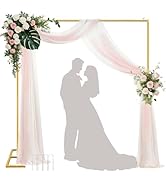 JEBUTU Backdrop Stand Heavy Duty with Base 8.2FT x 8.2FT , Gold Portable Adjustable Pipe and Drap...