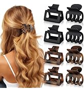 Oeusnael 8 PCS Medium Hair Clips for Women Girls - 2 Styles Rectangle Small Claw Clips for Thin T...