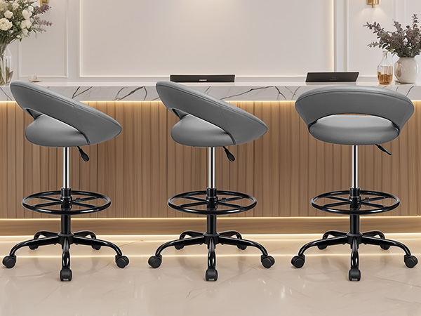 Office Drafting Chair with Foot Rest Wheels Shop Rolling Chair for Counter Kitchen Salon Home Vanity