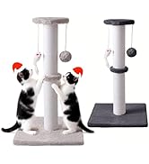 2 Pack Cat Scratching Post, 19.2in Kitten Scratcher Post, Sisal Rope with Hanging Ball and Mice f...