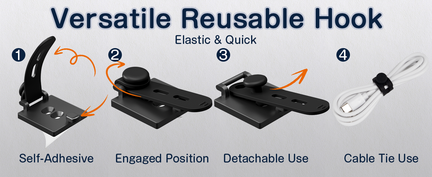 under desk cable management clips black with screw hole and 3m tape