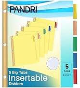 Binder Divider, PANDRI 120 Pack Binder Index Dividers with 5 Tabs,Letter Size Paper Binder Divide...