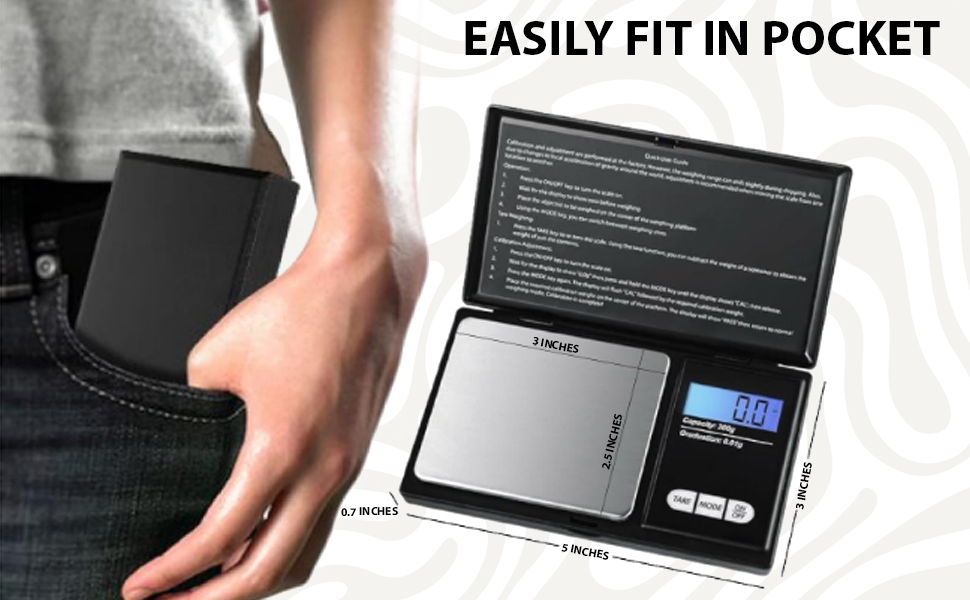 Digital Gram Kitchen Pocket Scale size