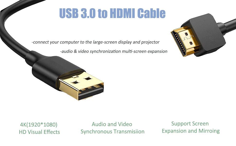 USB to HDMI Adapter Cable for Mac iOS Windows 10/8/7/Vista/XP 1