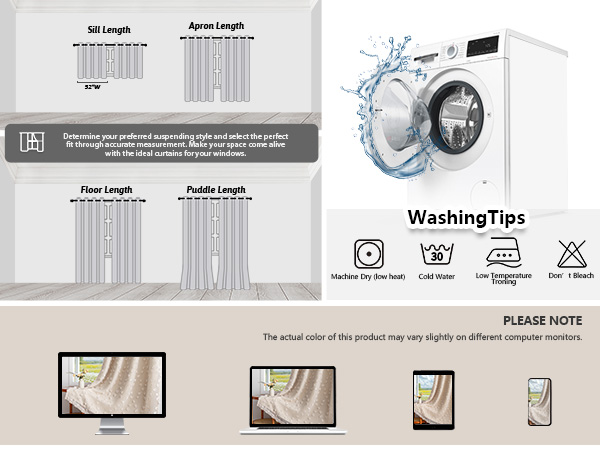 size information and washing tips and notes