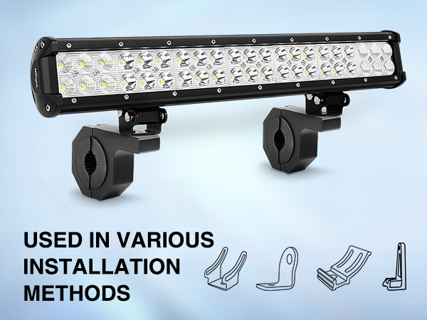 126W LED Light Bar with Horizontal Bar Tube Clamp Mounts with Wiring Harness Kit
