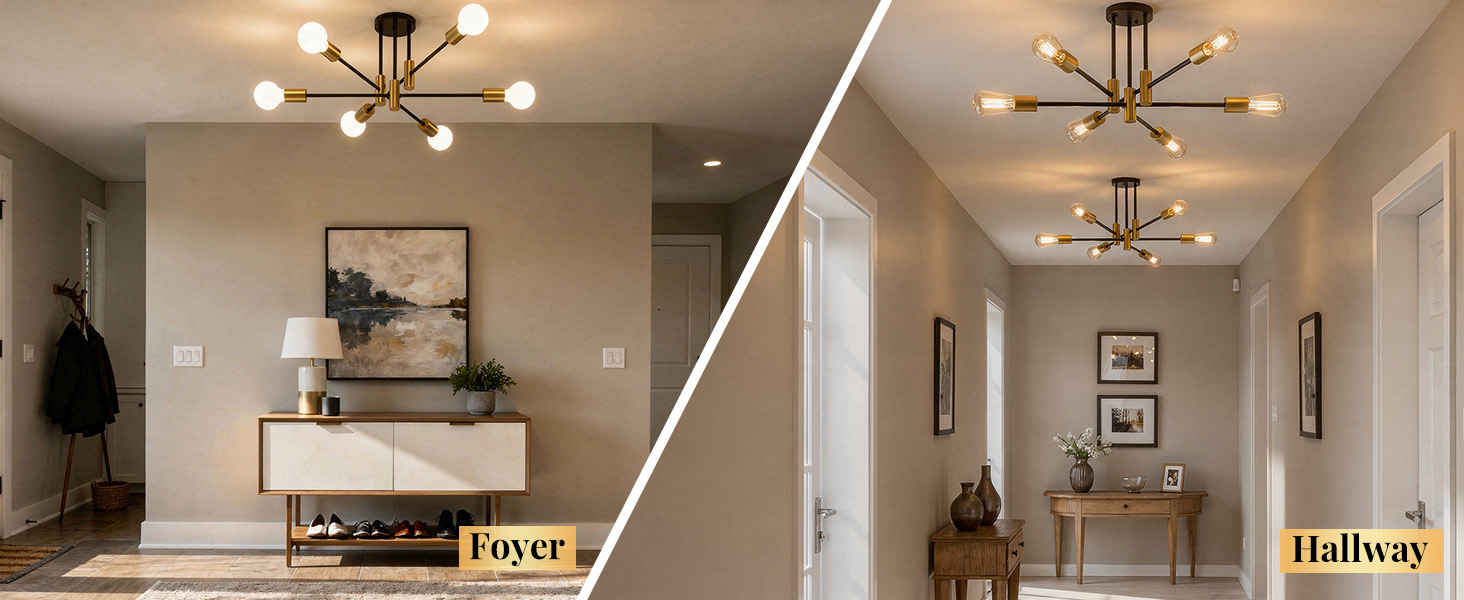 Phaosio Modern Sputnik Chandelier Ceiling Light Fixtures