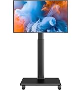 Universal Floor TV Stand, Rolling Floor TV Mount with Wheels, 80 Degree Swivel Height Adjustable ...