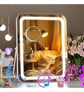 Hasipu LED Makeup Mirror with Bluetooth Speaker, 11" x 14" Vanity Mirror with Lights, Rounded Rec...
