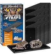LULUCATCH Sticky Mouse Trap, 48 Pack Large Glue Traps, Pre-Baited Heavy Duty Non-Toxic Bulk Glue ...