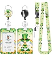 VOCHIC Lanyards for Id Badges, St Patricks Day Badge Holder with Retractable Reel Clip, Gnomes Ca...