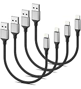 1FT iPhone Charger Cord Short, 4Pack USB to Lightning Cable 12 inch, [MFi Certified] 1 Foot Braid...