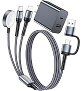 Fast Charging USB C Cable for iPhone and Apple Watch Upgraded 3 in 2 Multi Charging Cable with Bl...