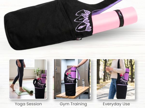 uses and occasins for yoga mat bag, yoga sessions and more 